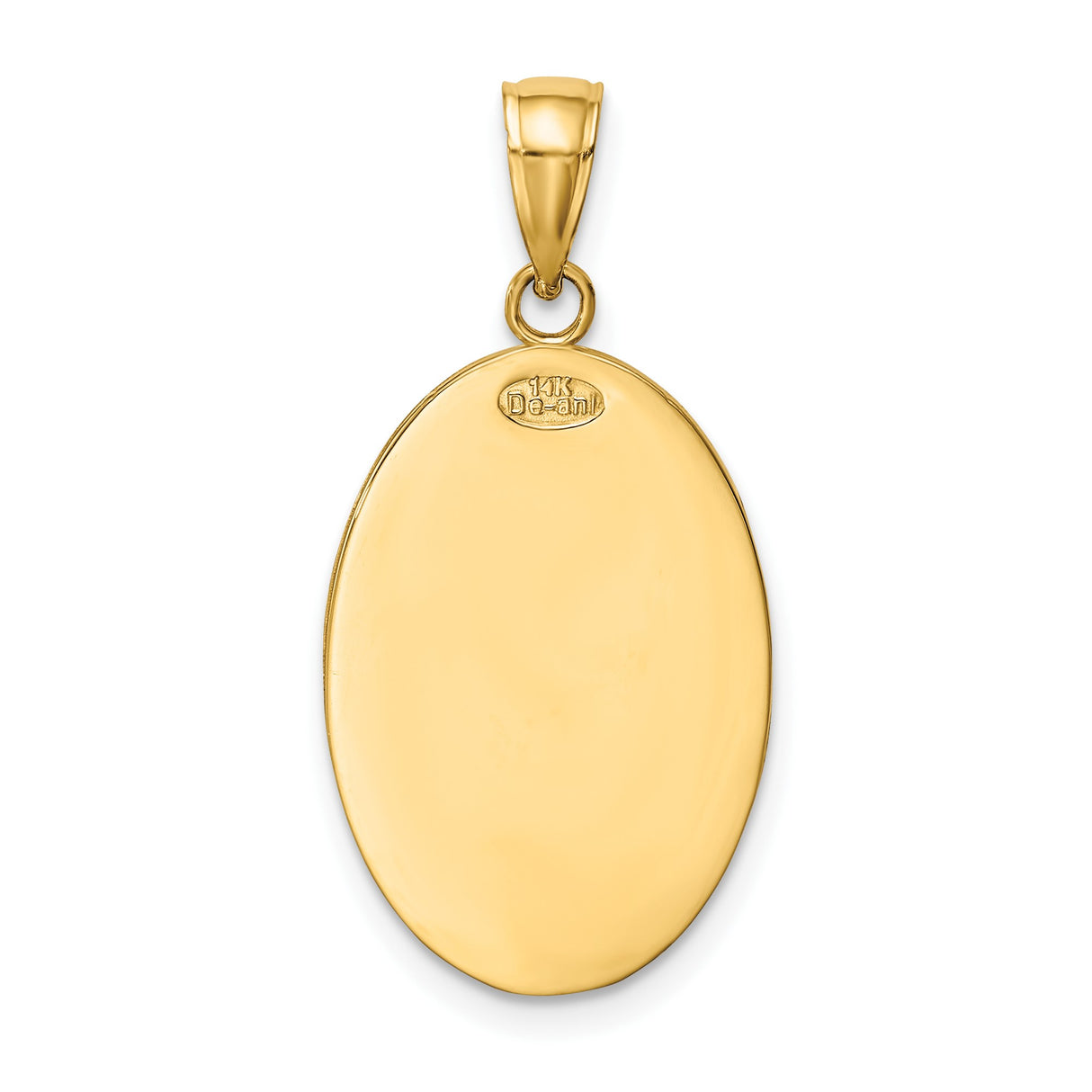 14k Yellow Gold Saint Christopher Oval Pendant, Religious Travel Protection Medal Charm