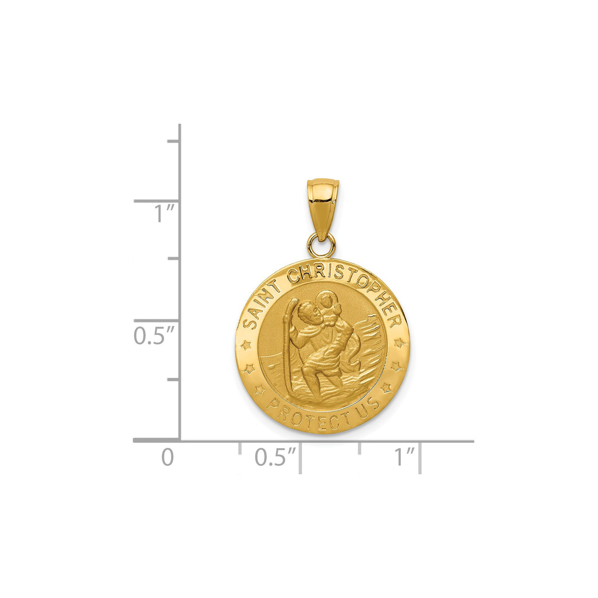 14k Yellow Gold Saint Christopher Pendant, Religious Medallion Charm for Protection and Travel