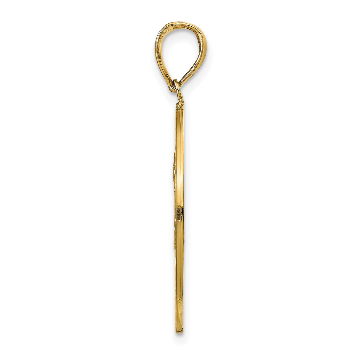 14k Yellow Gold Saint Christopher Medal Pendant with Matte Finish and Celestial Design