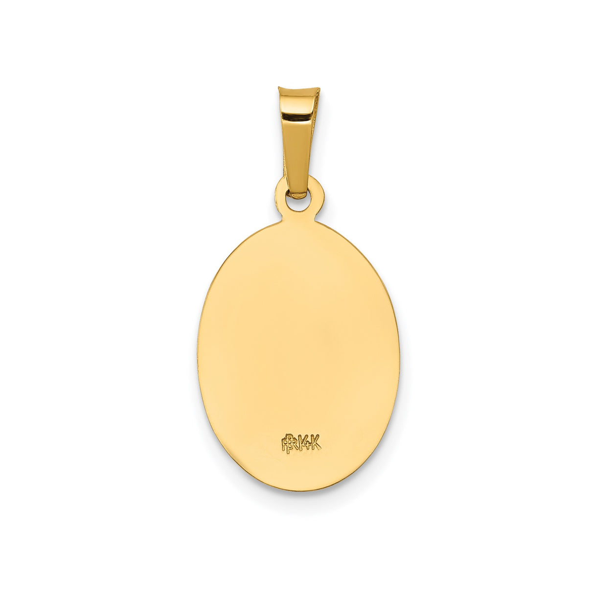 14k Yellow Gold Saint Joseph Oval Pendant with Pray for Us Inscription Catholic Medal