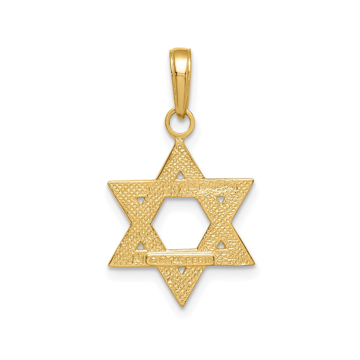 14k Yellow Gold Star of David Pendant, Interlocking Triangle Jewish Faith Charm