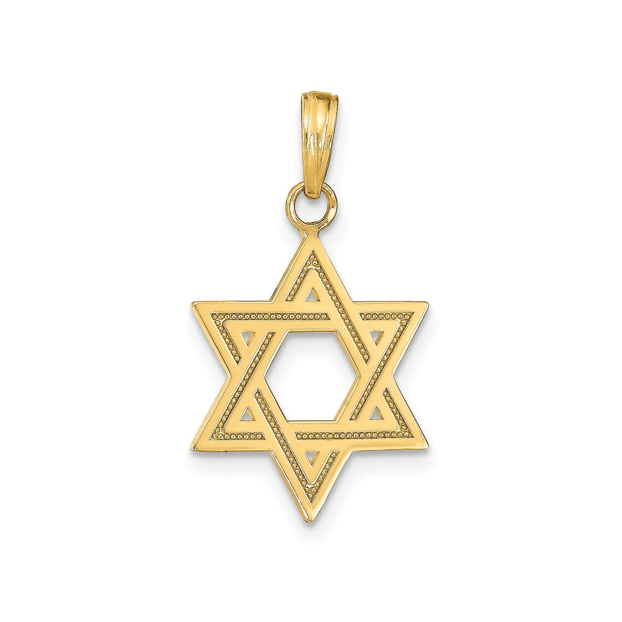 14k Yellow Gold Star of David Pendant, Interlocking Triangle Jewish Faith Charm