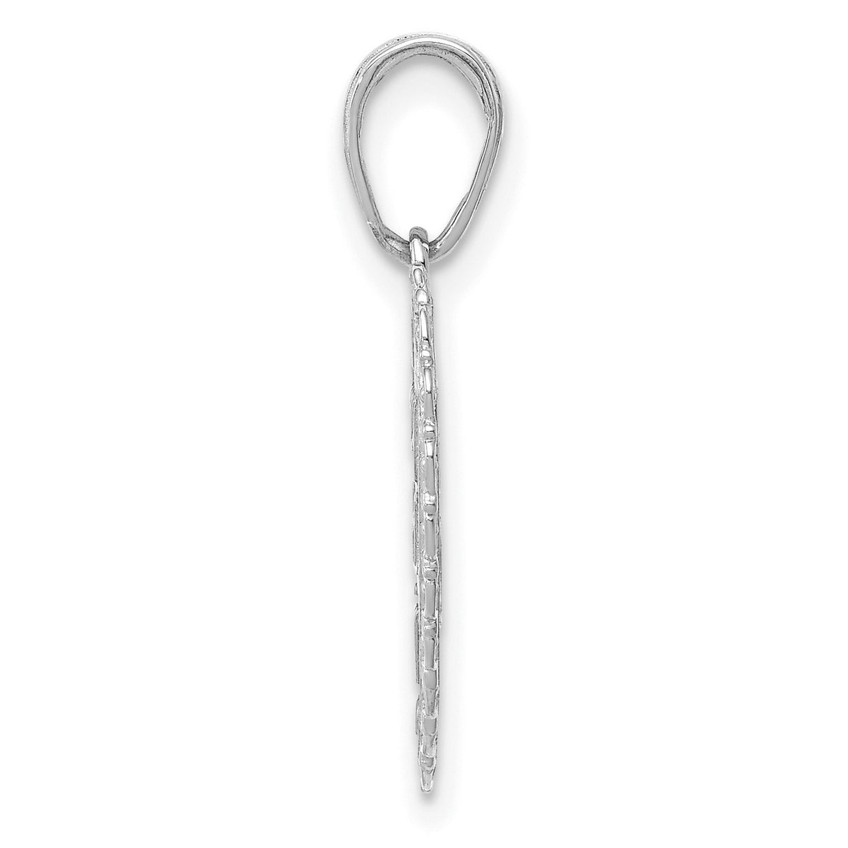 14k White Gold Heart Pendant with For My Daughter Engraving and Filigree Detailing