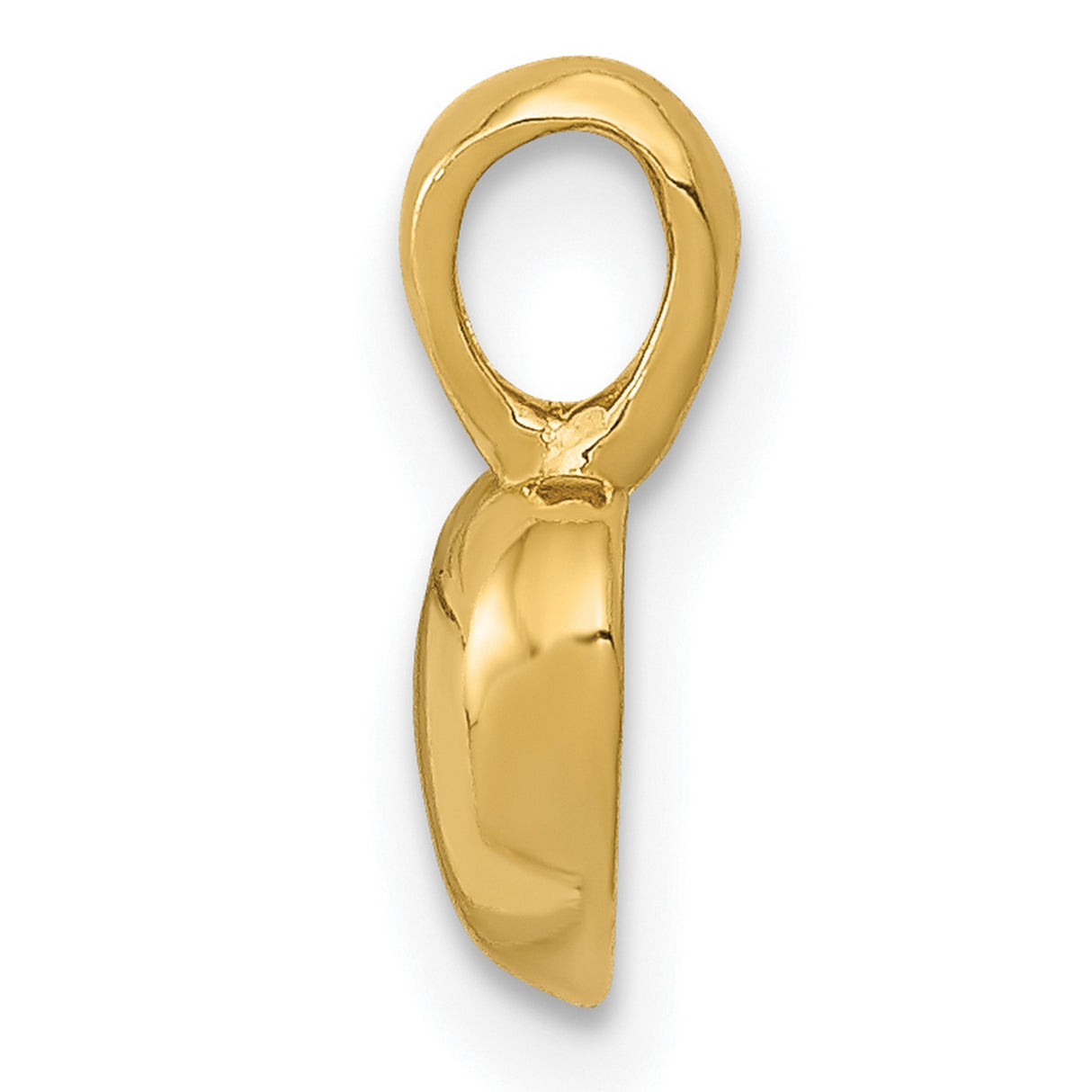 14k Yellow Gold Heart Pendant Charm with Smooth Polished Finish, Classic Romantic Design