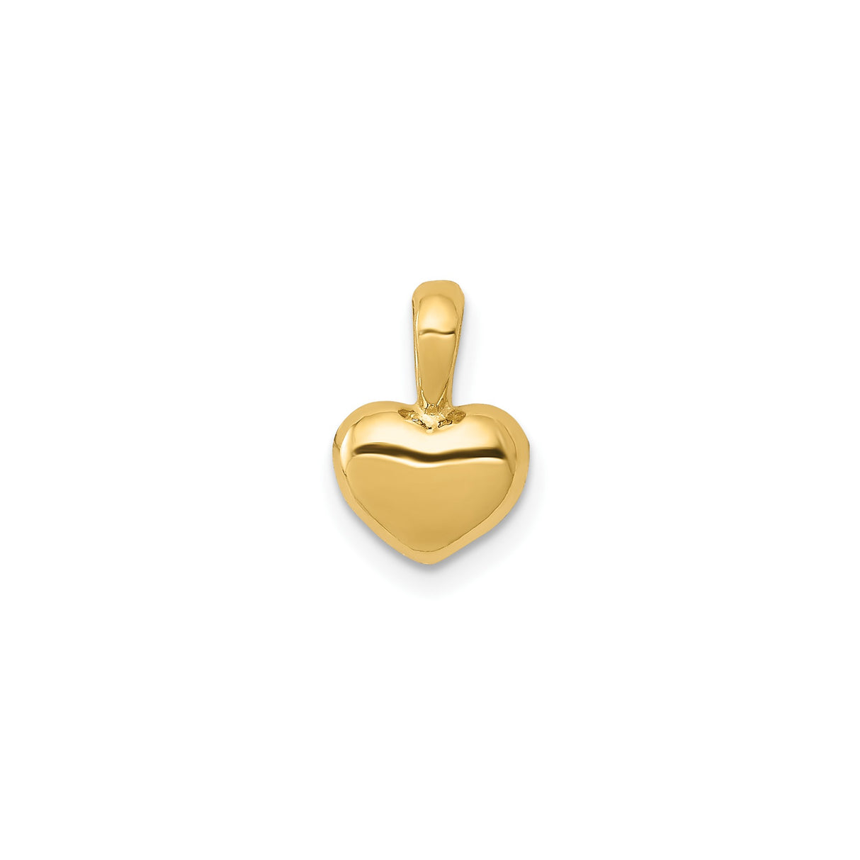 14k Yellow Gold Heart Pendant Charm with Smooth Polished Finish, Classic Romantic Design