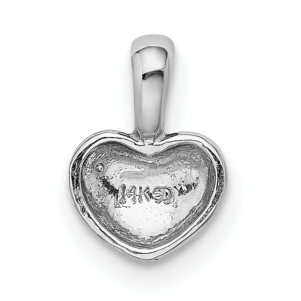 14k White Gold Heart Pendant, Smooth Polished Domed Design, Minimalist Romantic Jewelry for Women
