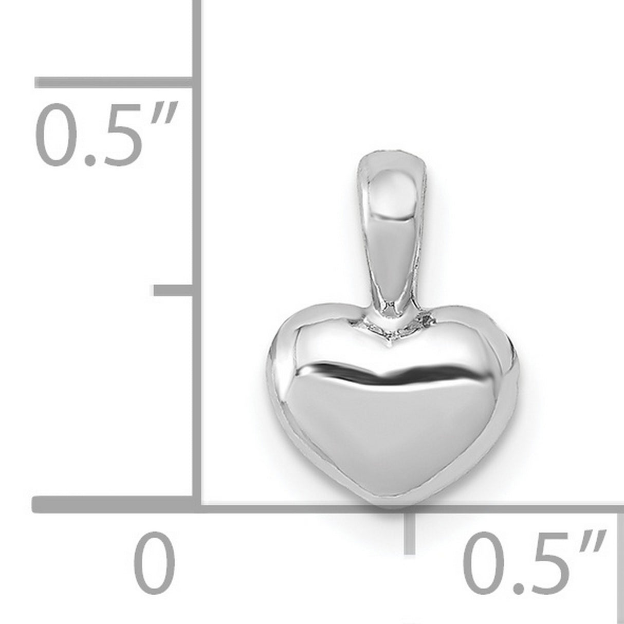 14k White Gold Heart Pendant, Smooth Polished Domed Design, Minimalist Romantic Jewelry for Women