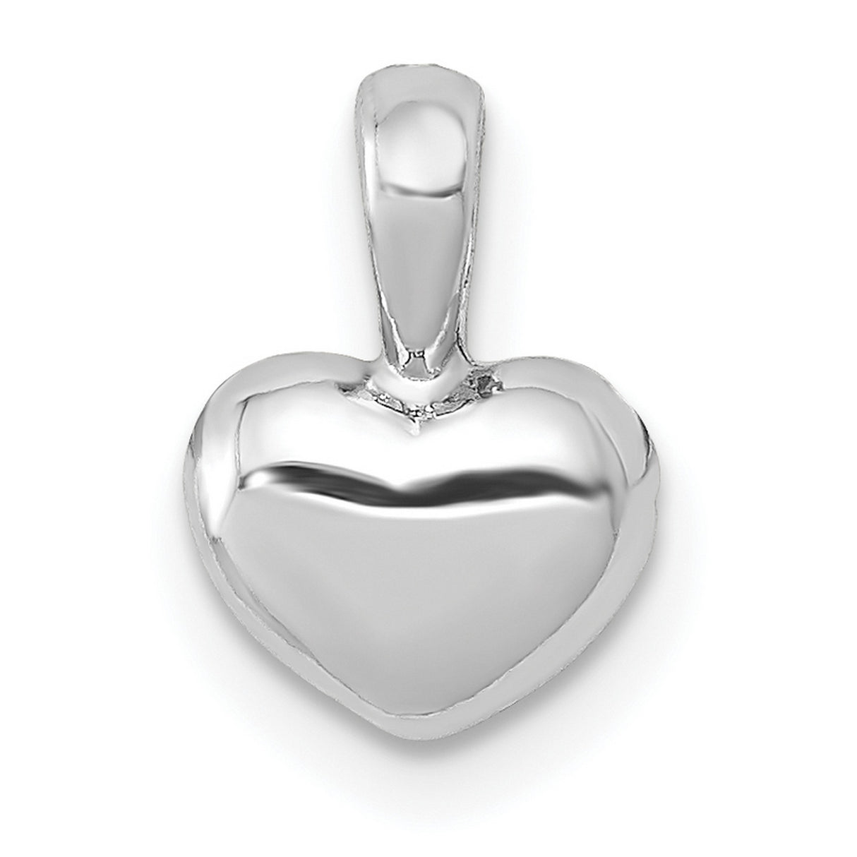 14k White Gold Heart Pendant, Smooth Polished Domed Design, Minimalist Romantic Jewelry for Women