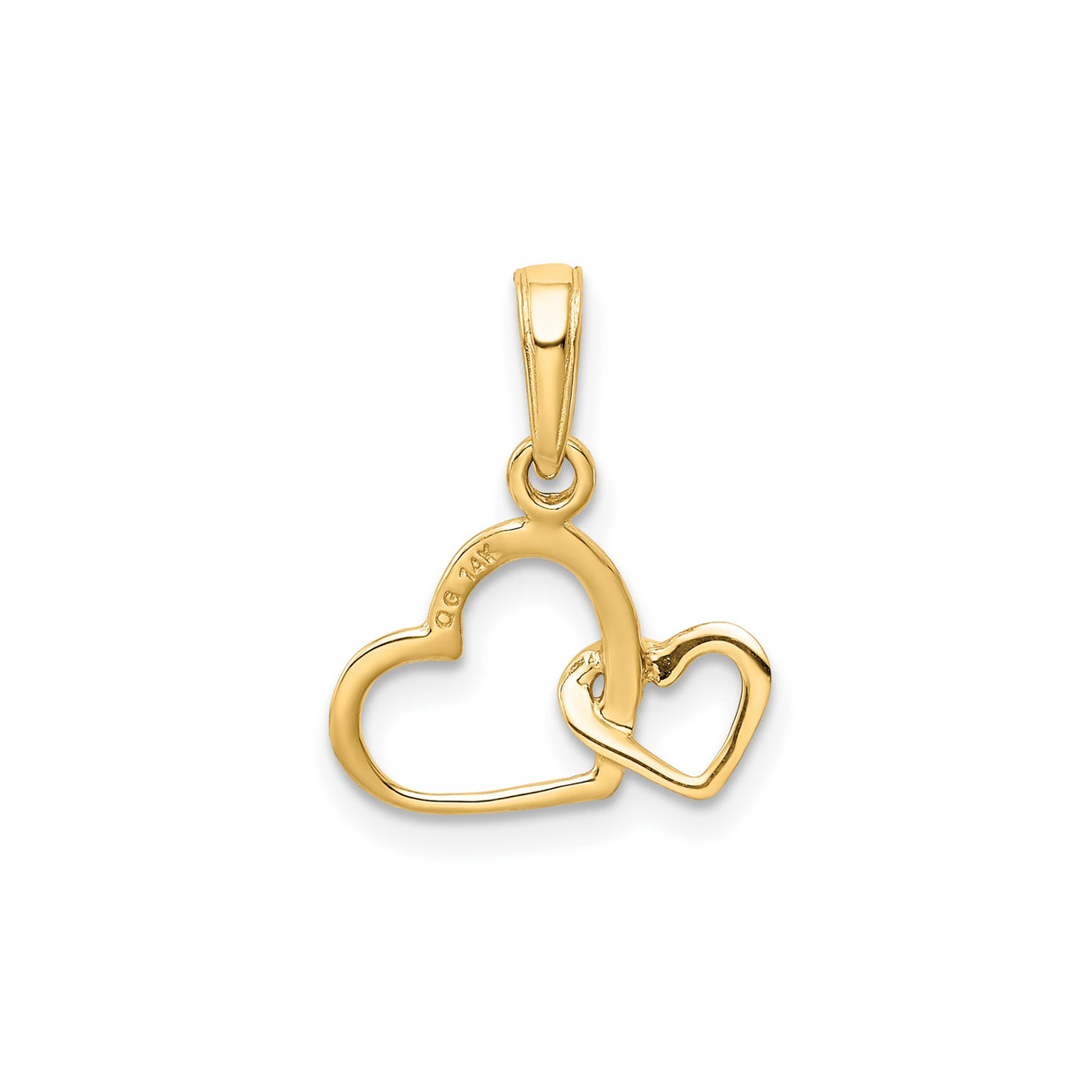 14k Yellow Gold Heart Pendant with Interlinked Open Hearts, Symbolic Jewelry for Women