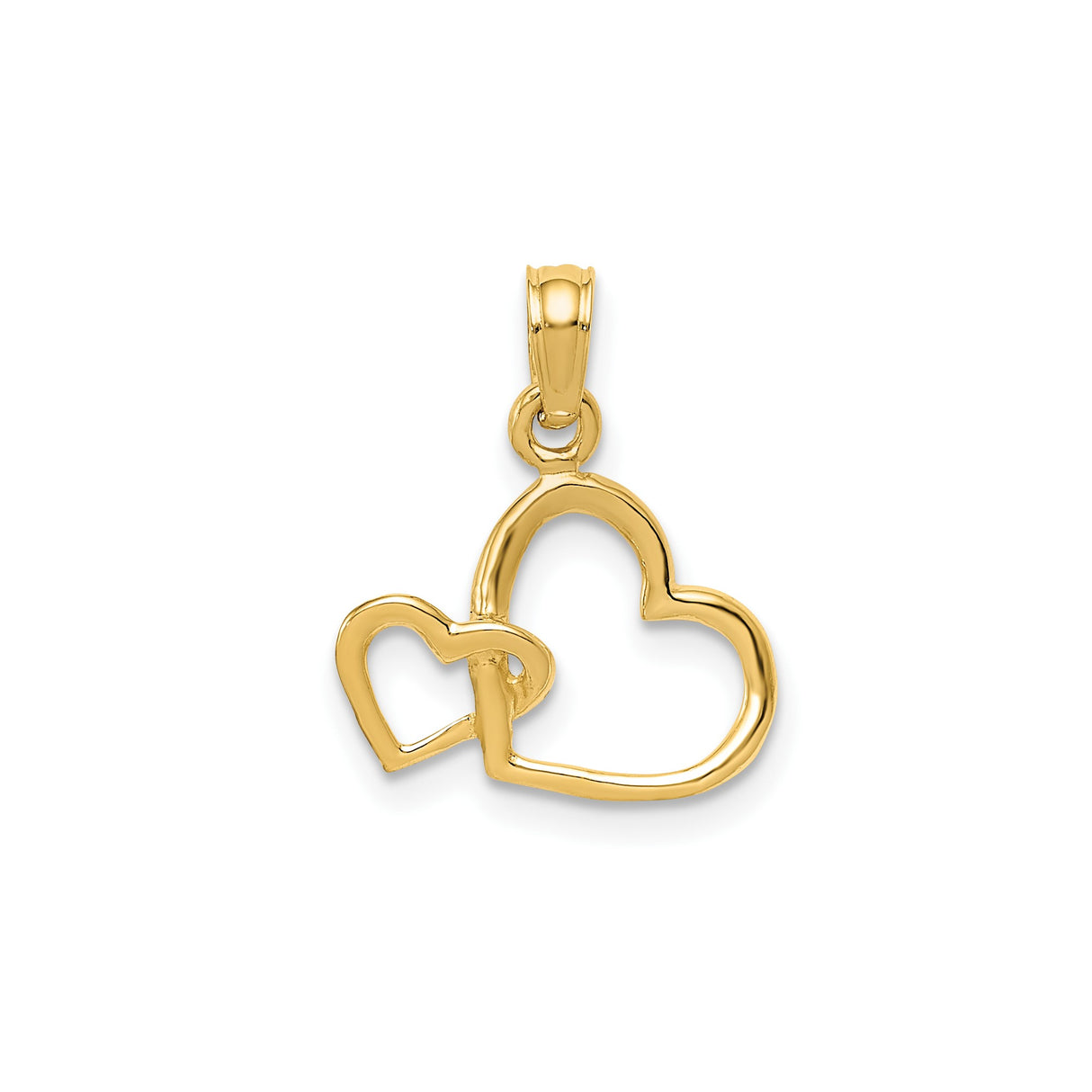 14k Yellow Gold Heart Pendant with Interlinked Open Hearts, Symbolic Jewelry for Women
