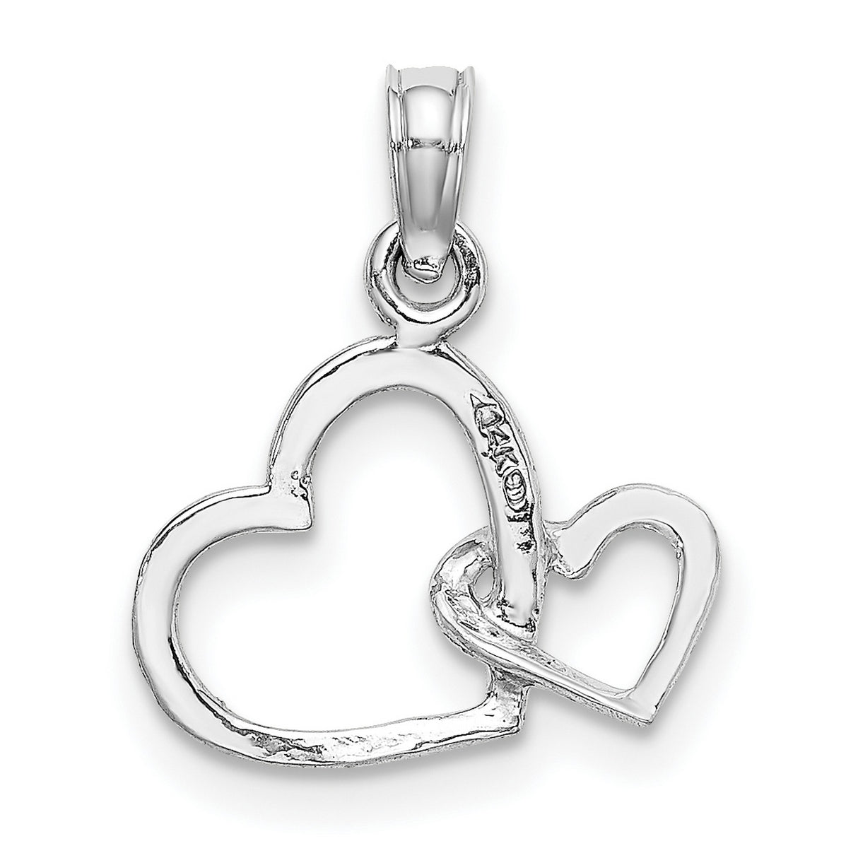 14k White Gold Open Heart Pendant with Intertwined Hearts Symbolizing Love and Family