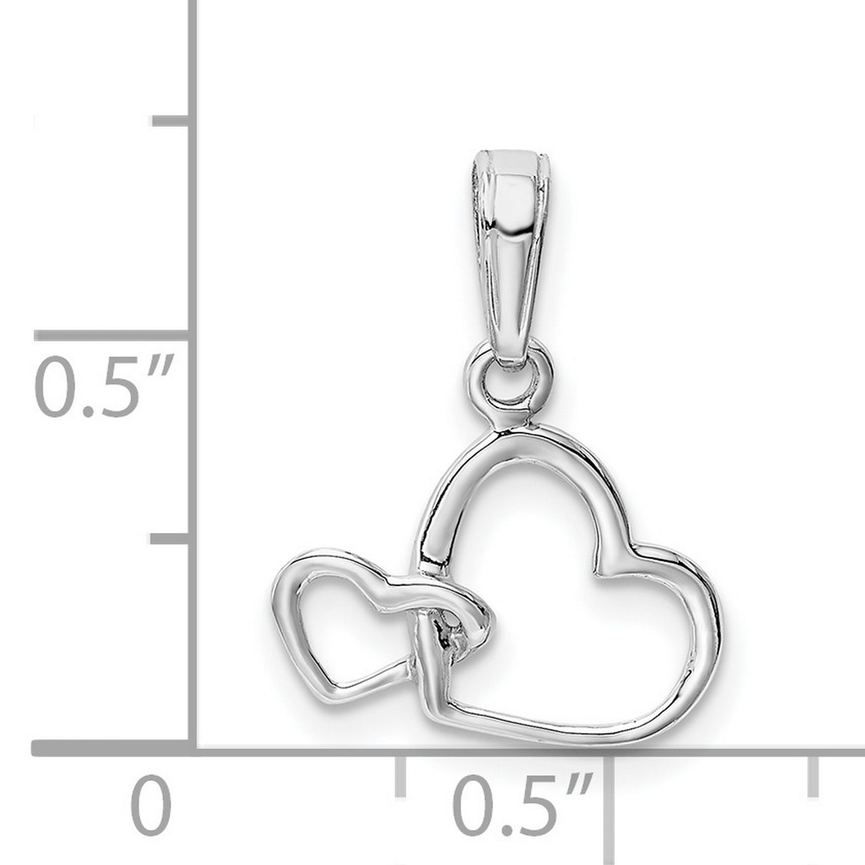 14k White Gold Open Heart Pendant with Intertwined Hearts Symbolizing Love and Family