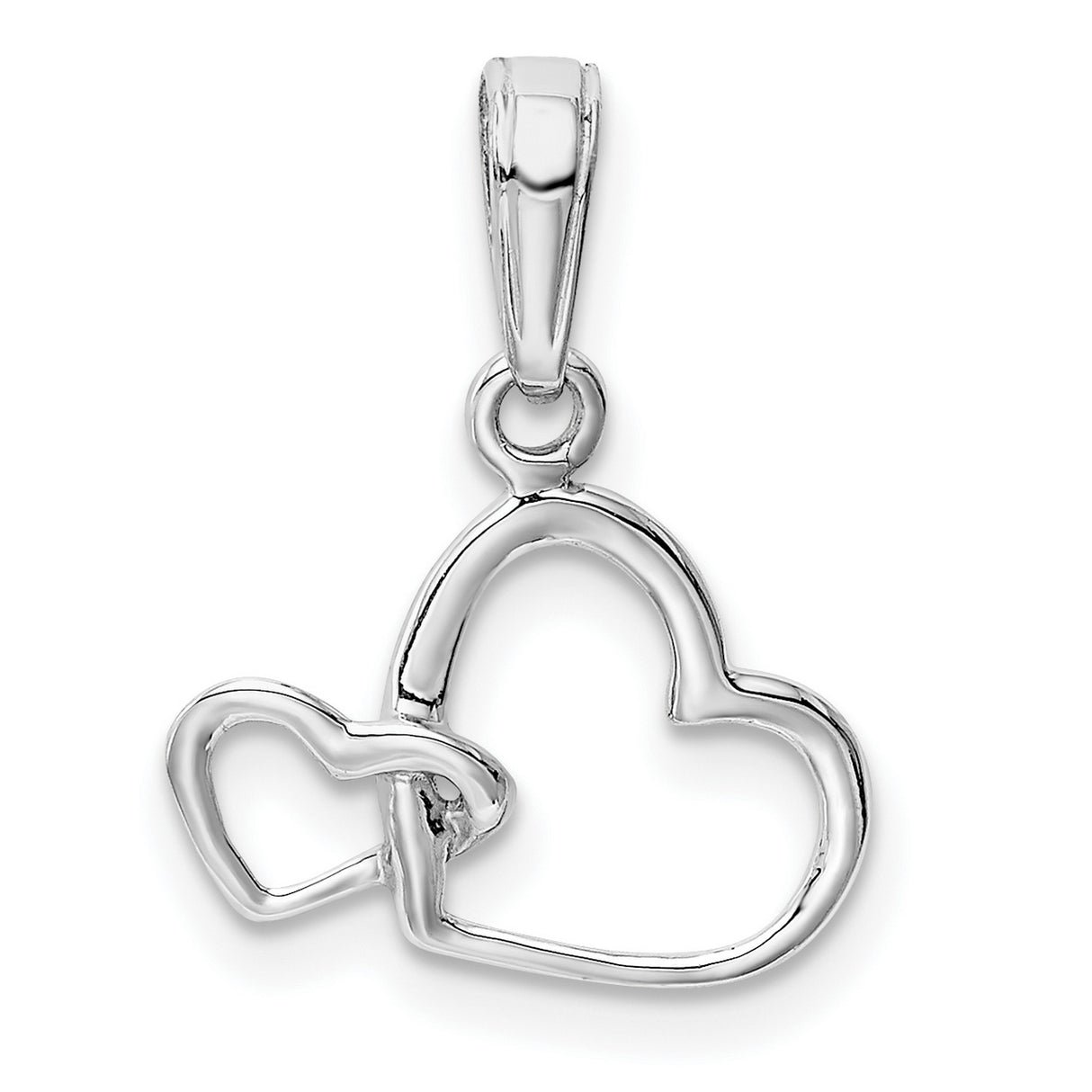 14k White Gold Open Heart Pendant with Intertwined Hearts Symbolizing Love and Family