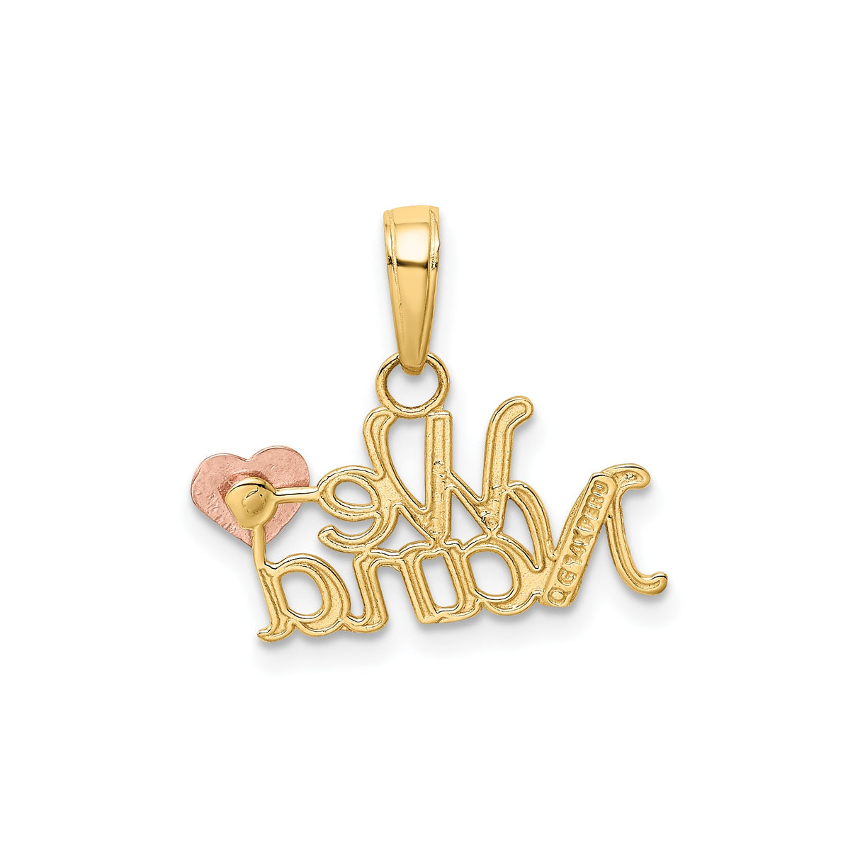 14k Two-Tone Gold Nana Heart Pendant with Rose Gold Accent, Family Keepsake Jewelry