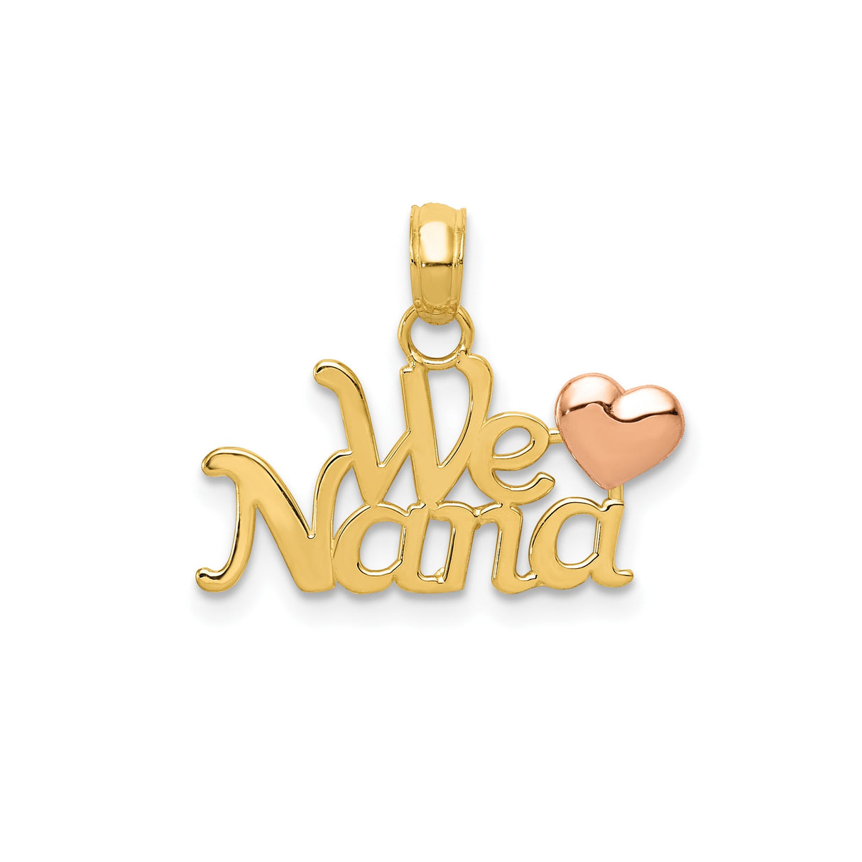 14k Two-Tone Gold Nana Heart Pendant with Rose Gold Accent, Family Keepsake Jewelry