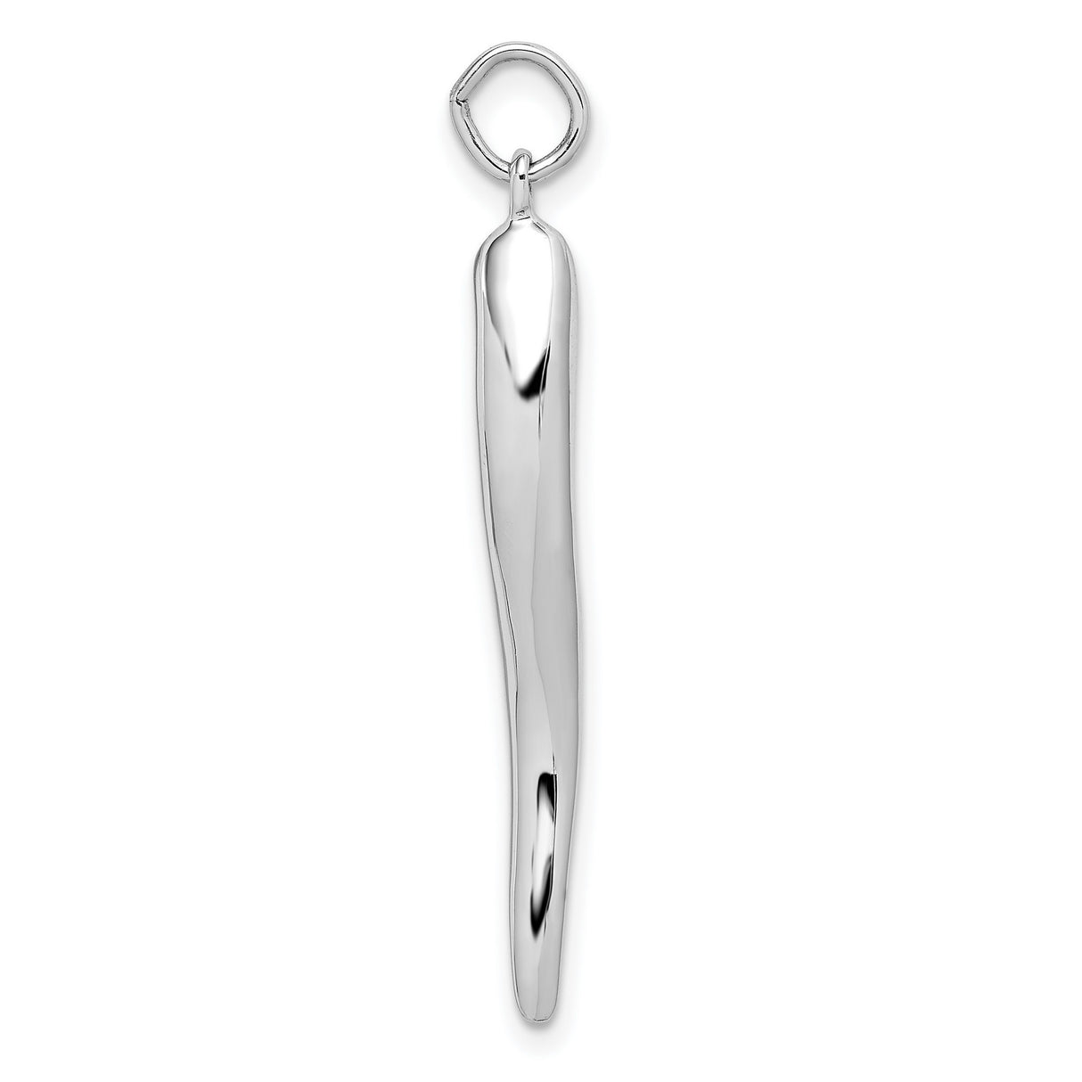 14k White Gold Italian Horn Pendant, Cornicello Charm Amulet for Protection