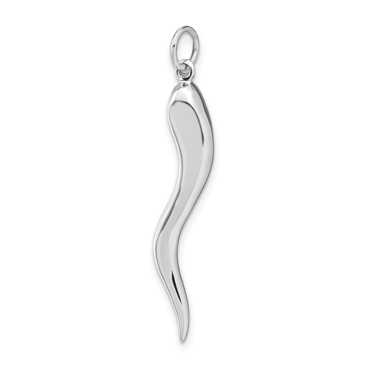 14k White Gold Italian Horn Pendant, Cornicello Charm Amulet for Protection