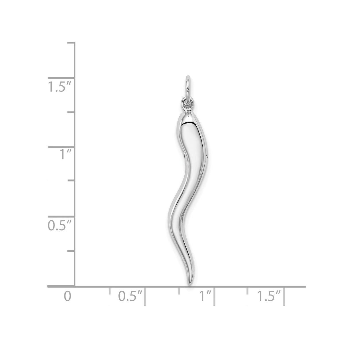 14k White Gold Italian Horn Pendant, Cornicello Charm Amulet for Protection