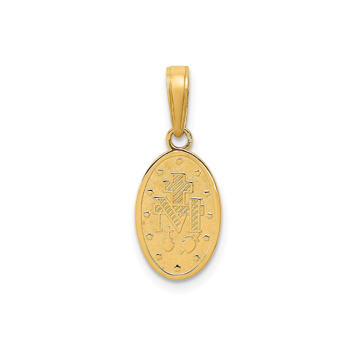 14k Yellow Gold Oval Miraculous Medal Virgin Mary Pendant, Catholic Faith Jewelry for Women