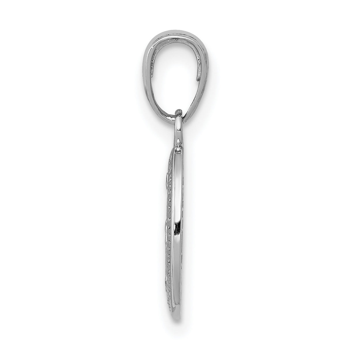 14k White Gold Miraculous Medal Pendant, Virgin Mary Inscription, Catholic Religious Charm for Women