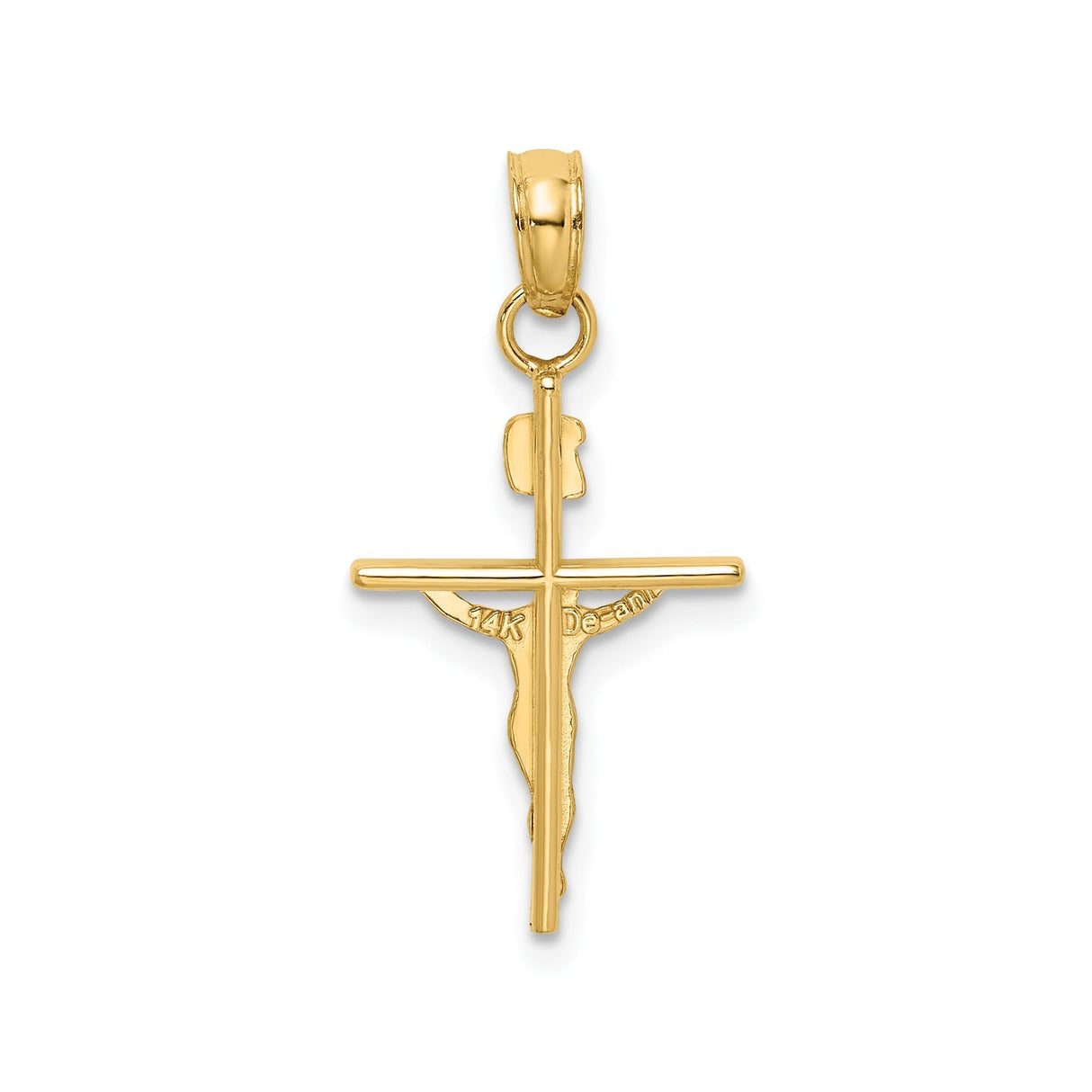 14k Two-Tone Gold Crucifix Pendant Featuring Jesus on Cross, Latin Christian Symbol