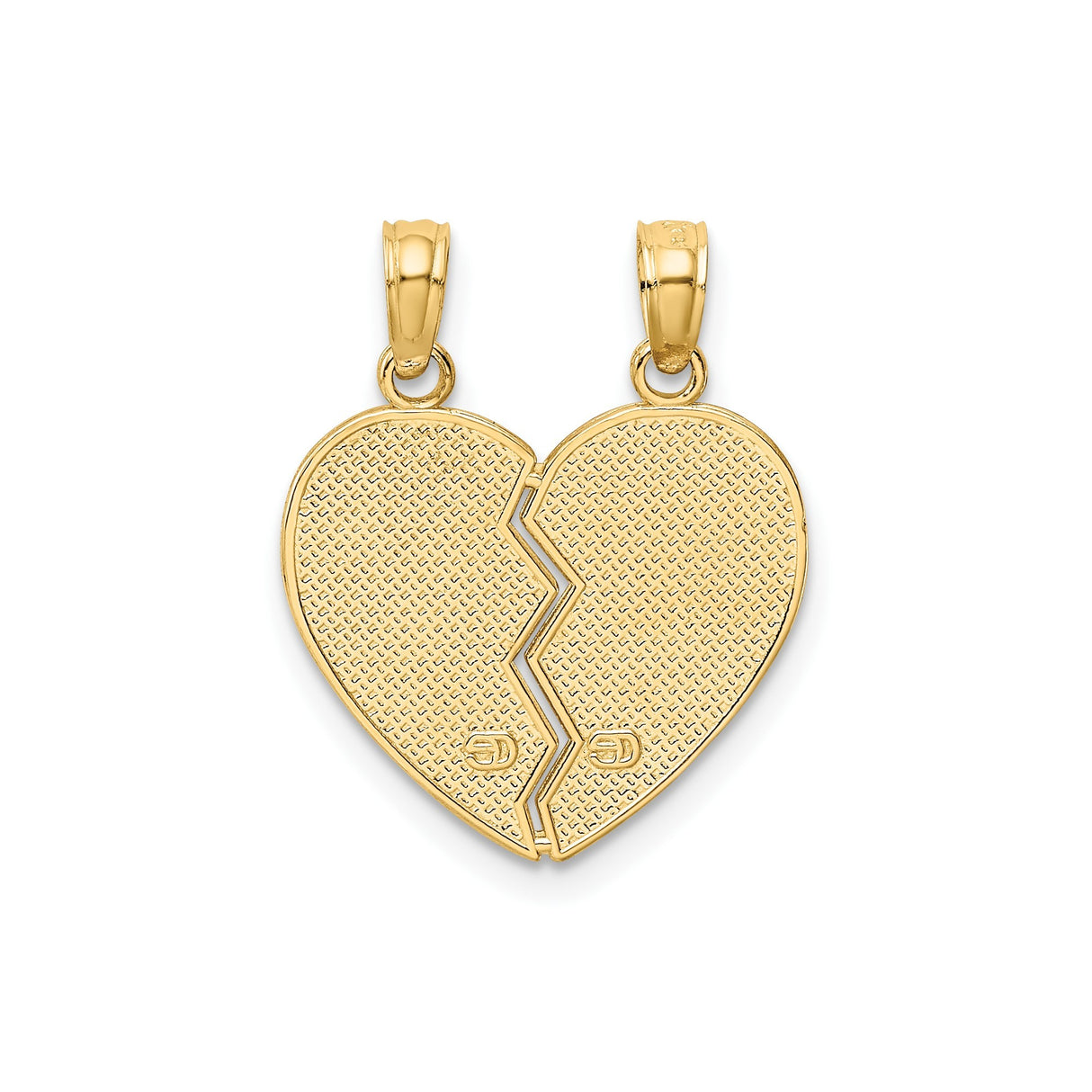 14k Yellow Gold Heart Split Pendant with Mother Daughter Design and Enamel Roses