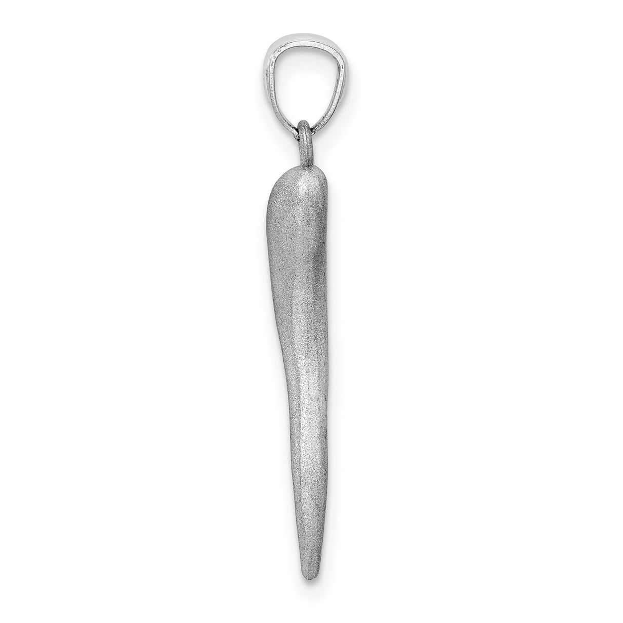 14k White Gold Italian Horn Pendant, Cornicello Amulet for Protection and Good Luck
