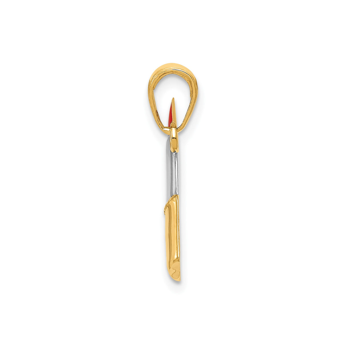 14k Multi-Tone Gold Lipstick Pendant with Red Enamel, Two Tone Makeup Charm for Women