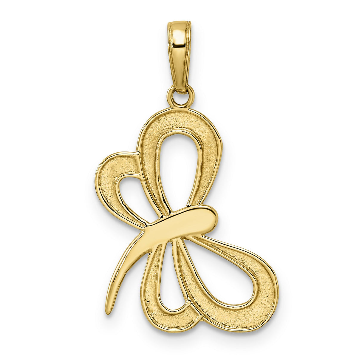 14k Multi-Tone Gold Butterfly Pendant with Polished and Diamond Cut Finish for Women