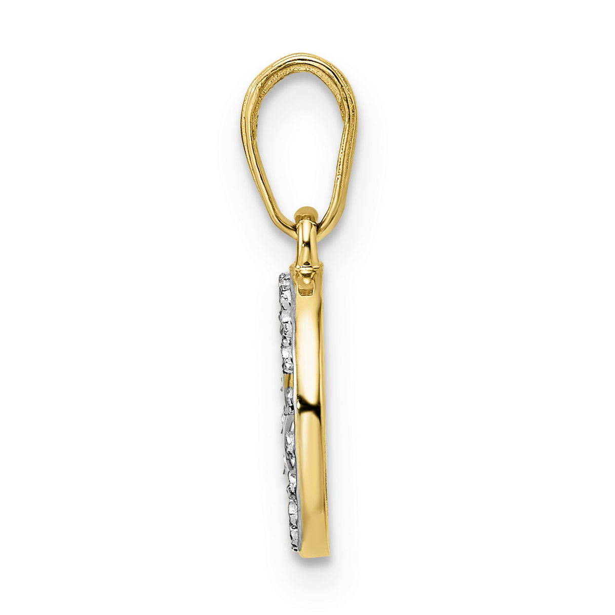 14k Two-Tone Gold Shamrock Pendant with Heart Shaped Clover in Diamond Cut Circle