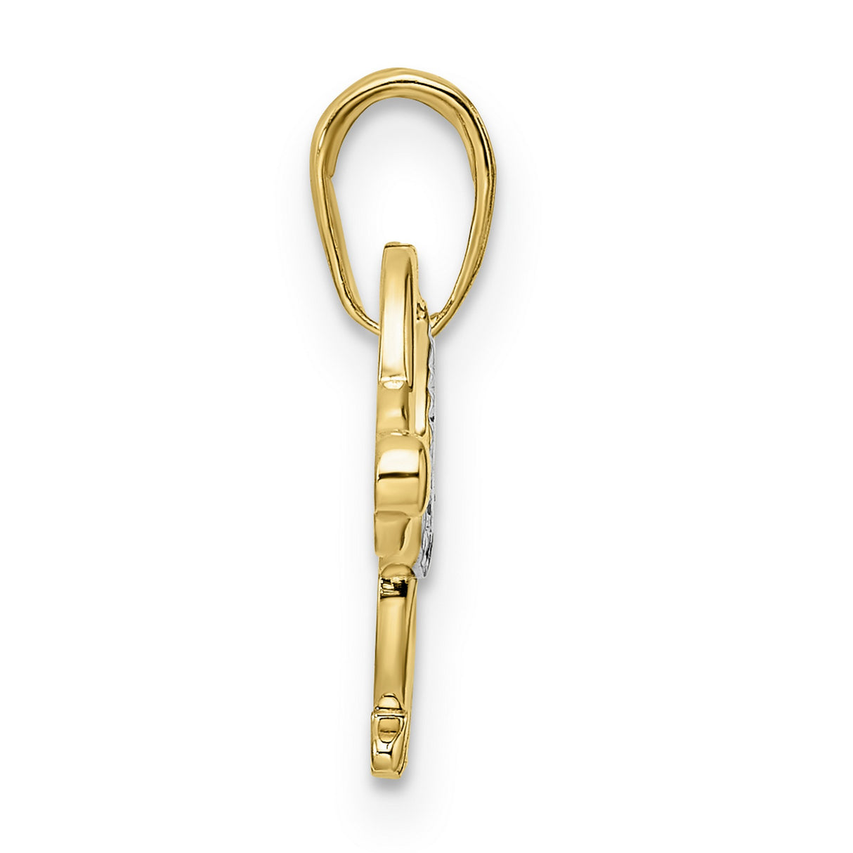 14k Multi-Tone Gold Dachshund Pendant with Rhodium Accents, Openwork Dog Charm