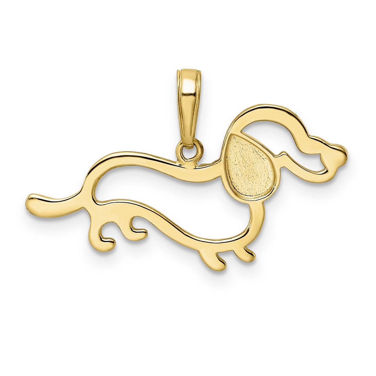 14k Multi-Tone Gold Dachshund Pendant with Rhodium Accents, Openwork Dog Charm