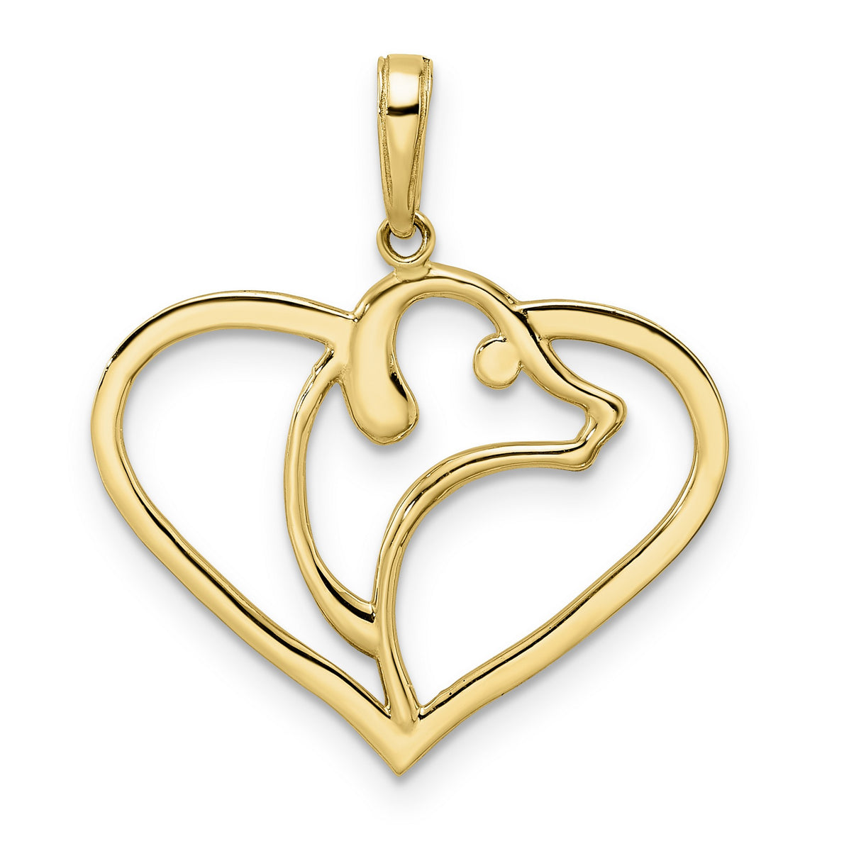 14k Multi-Tone Gold Dolphin Heart Pendant with Diamond Cut Open Heart Design for Women