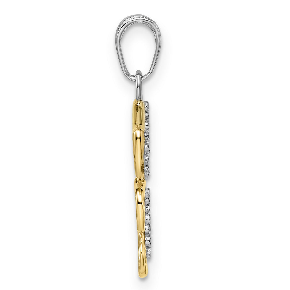 14k Multi-Tone Gold Cat and Kitten Pendant, Diamond Cut Outline Charm, Animal Motif for Women