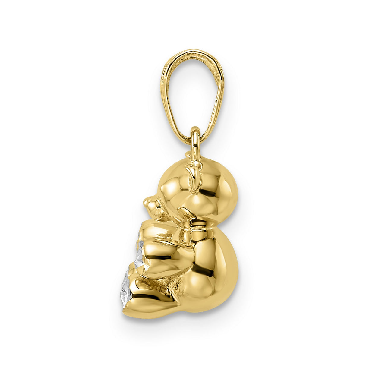 14k Multi-Tone Gold Teddy Bear Pendant with Rhodium Accents, Cute Charm for Women or Girls