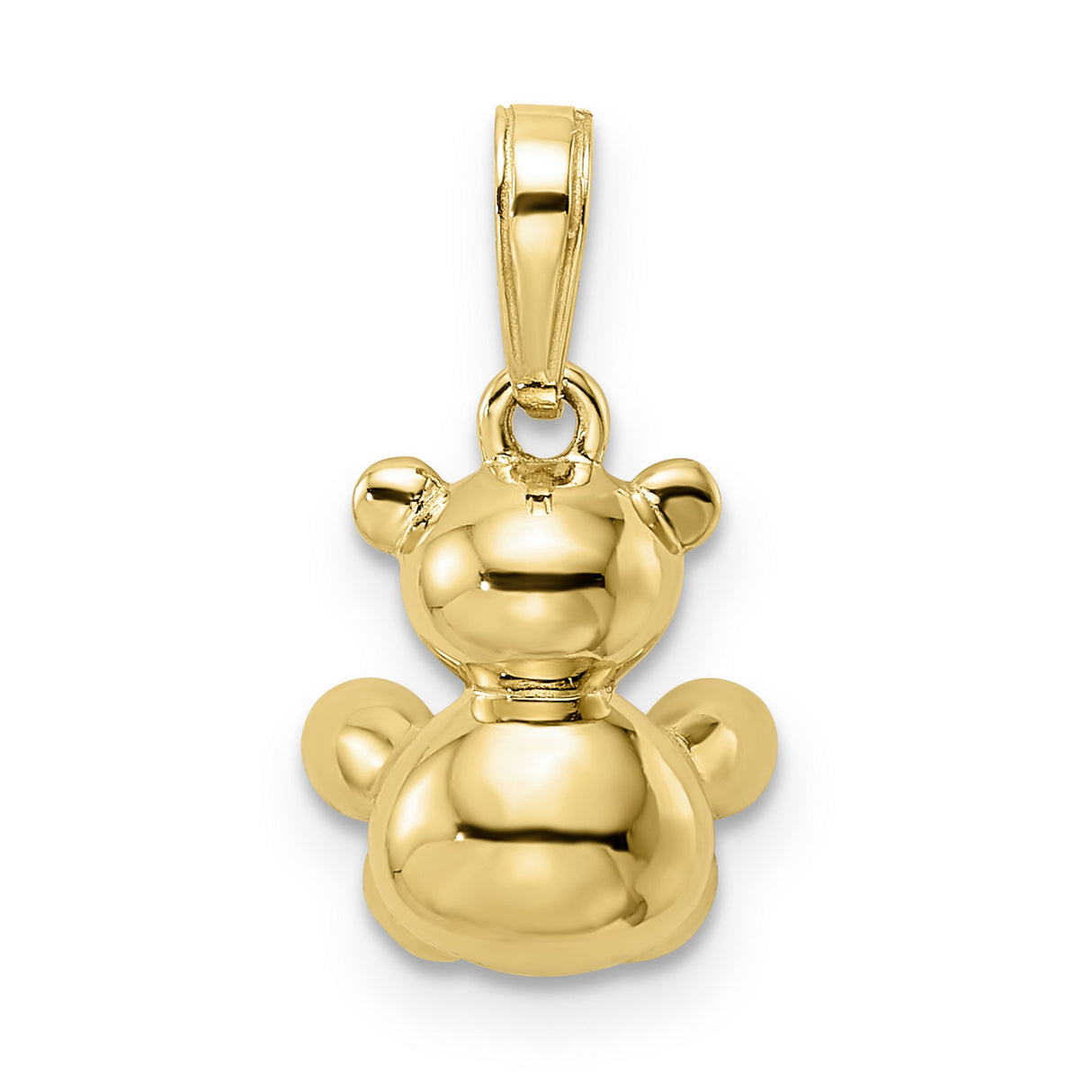 14k Multi-Tone Gold Teddy Bear Pendant with Rhodium Accents, Cute Charm for Women or Girls