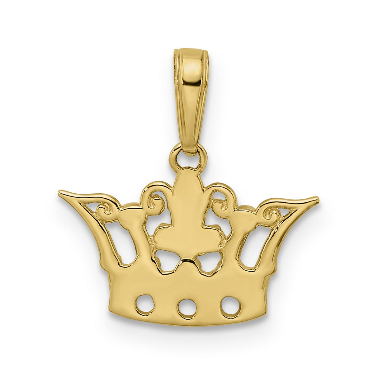14k Yellow Gold and Rhodium Crown Pendant with Diamond Cut Accents, Regal Unisex Charm