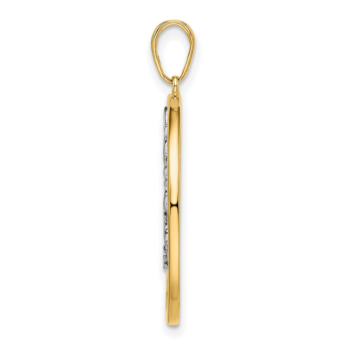 14k Yellow and Rhodium Gold Tree of Life Pendant, Two-Tone Round Charm for Women