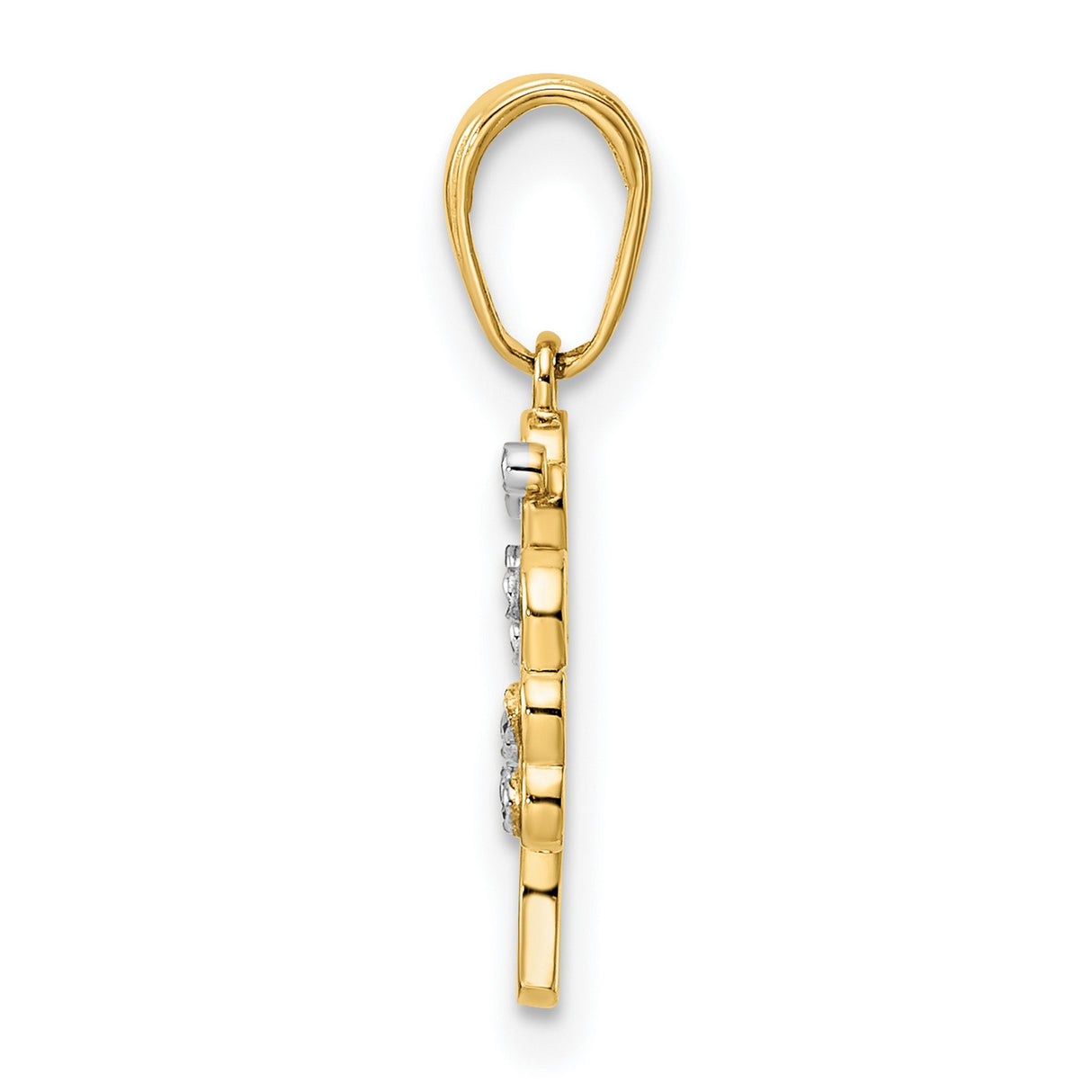 14k Multi-Tone Gold Tree of Life Pendant with Rhodium Filigree and Diamond Cut Accents