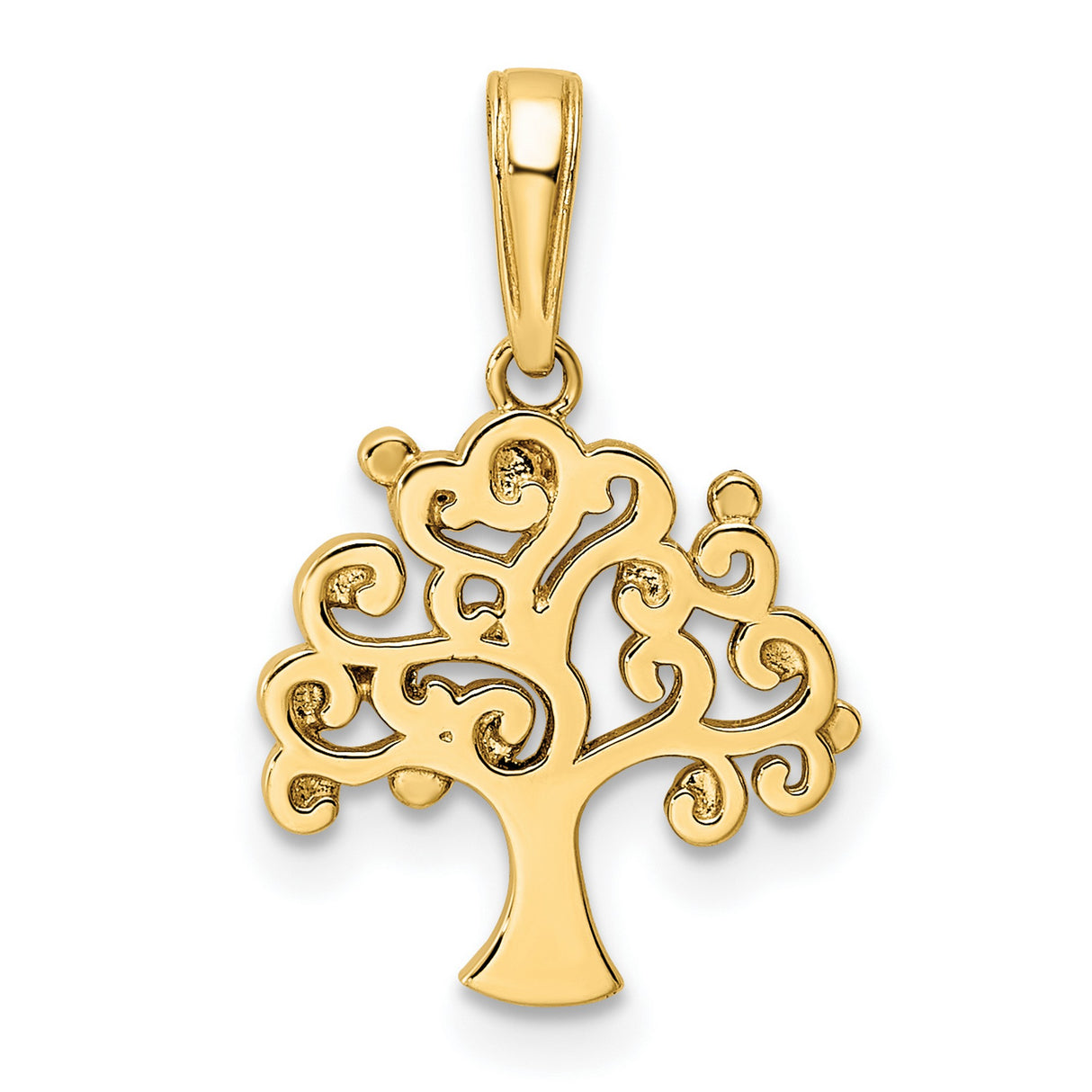14k Multi-Tone Gold Tree of Life Pendant with Rhodium Filigree and Diamond Cut Accents
