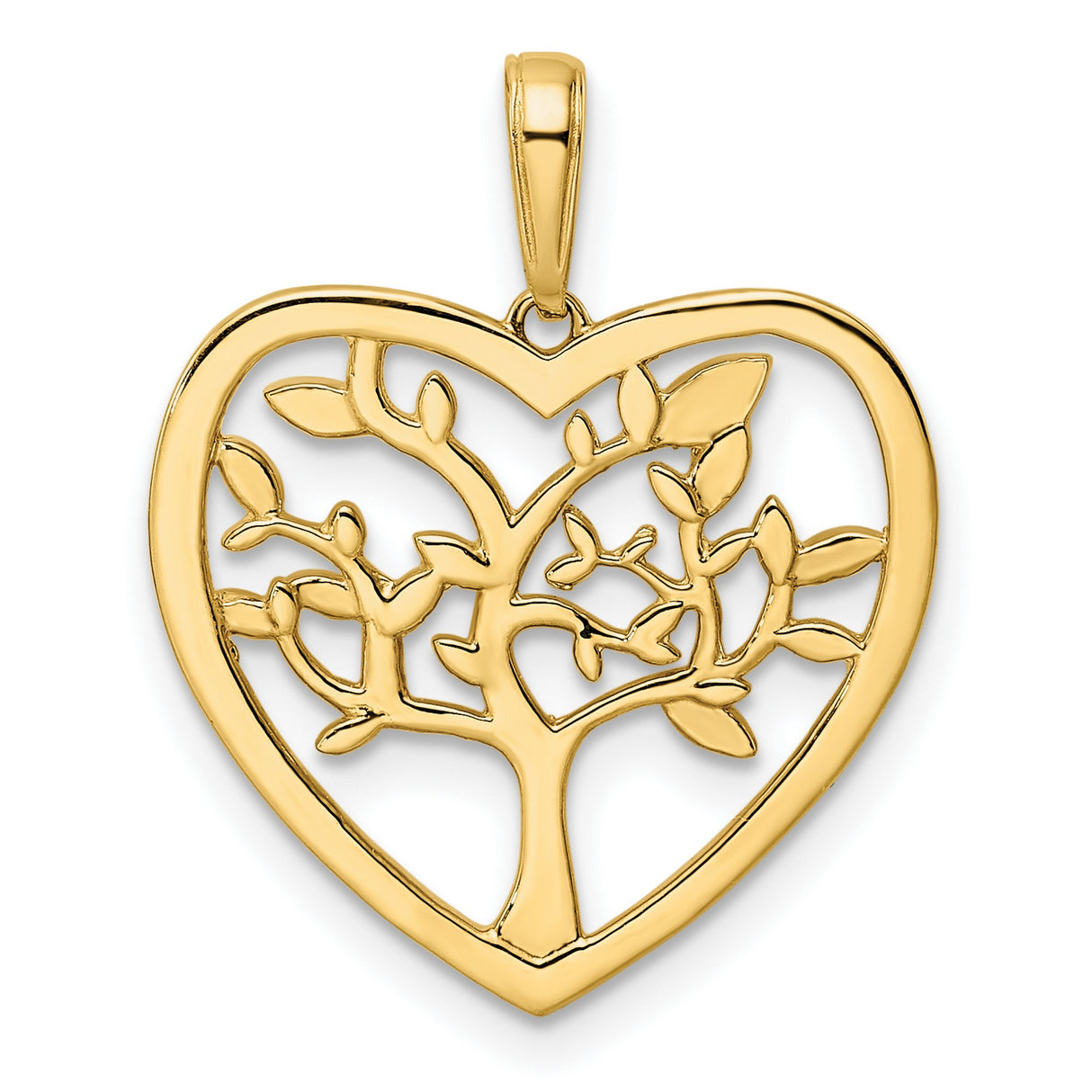 14k Multi-Tone Gold Heart Tree Pendant with Rhodium Accents, Tree of Life Design for Women