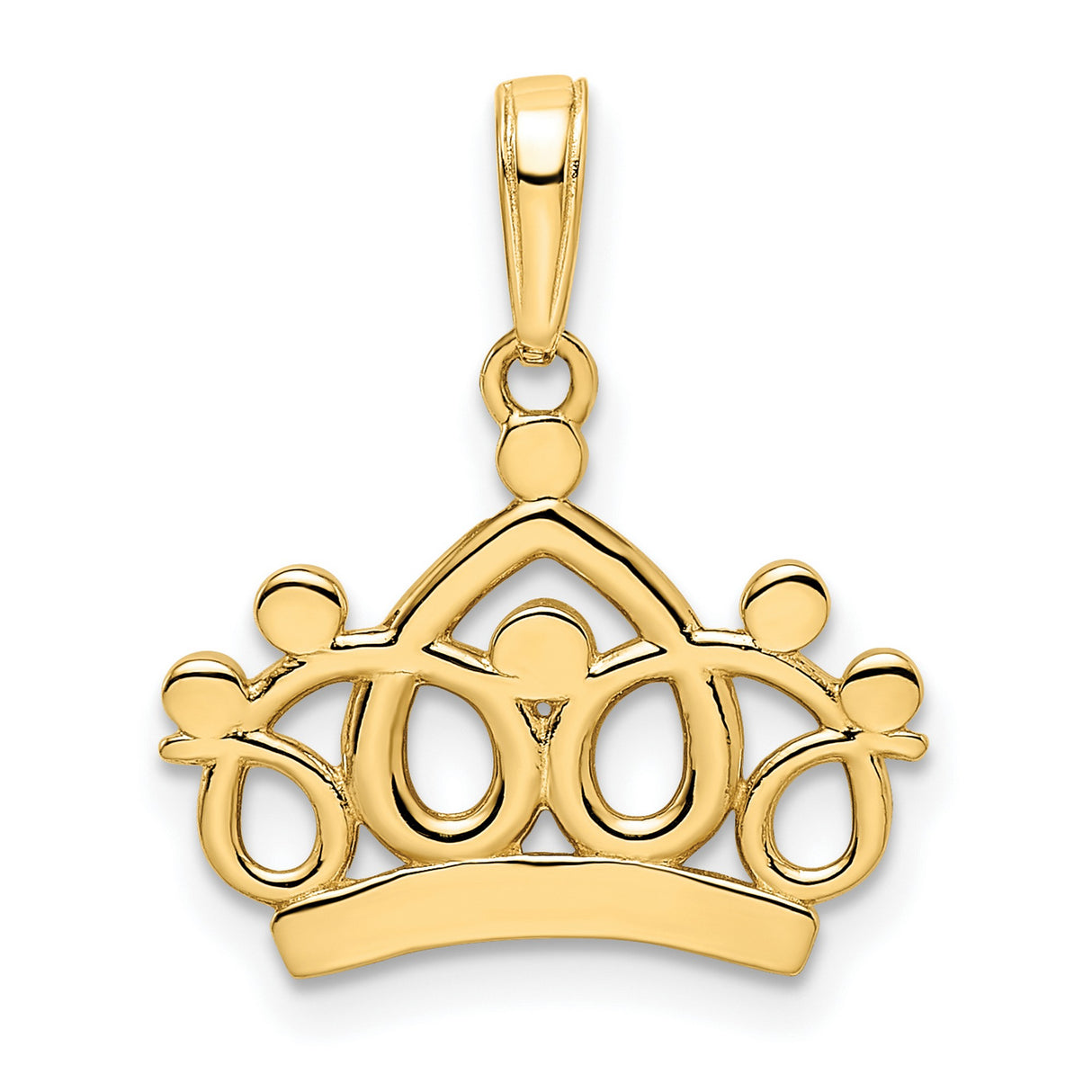 14k Multi-Tone Gold Crown Pendant with Diamond-Cut Accents, Tiara Style for Women