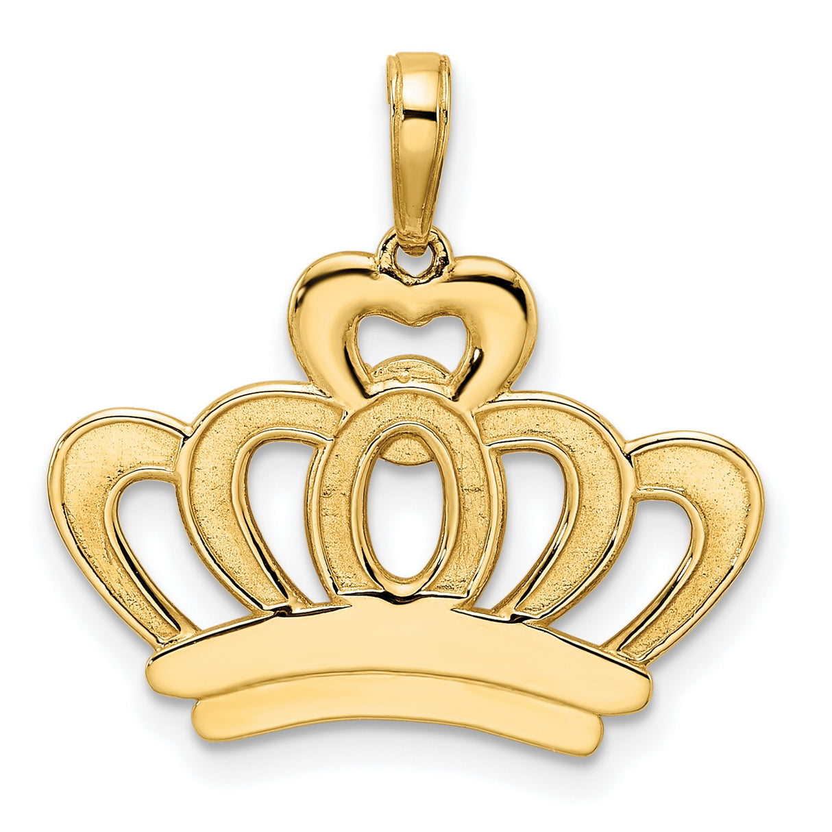 14k Multi-Tone Gold Claddagh Heart Pendant with Diamond-Cut Crown Design, Celtic Symbolic Jewelry
