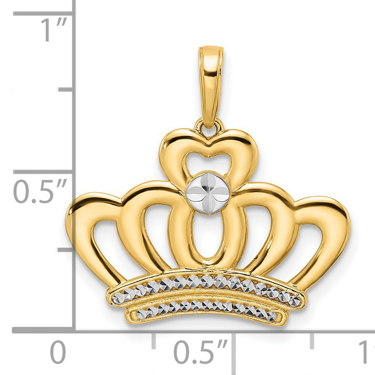 14k Multi-Tone Gold Claddagh Heart Pendant with Diamond-Cut Crown Design, Celtic Symbolic Jewelry