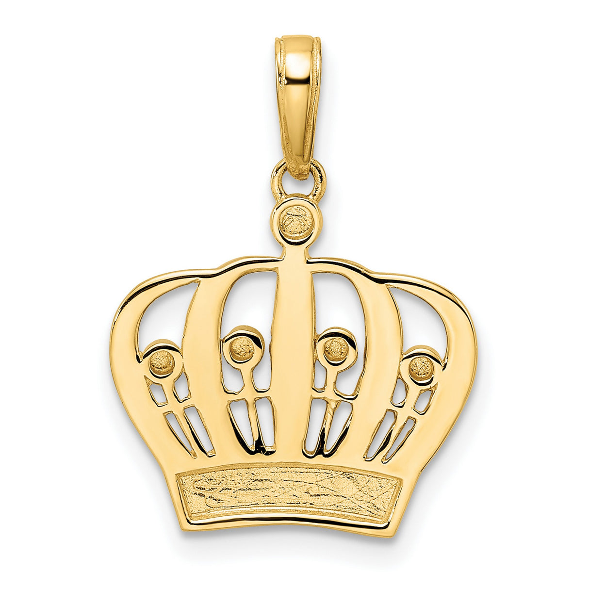 14k Yellow Gold Two-Tone Crown Pendant with Rhodium Detail, Diamond Cut Regal Charm