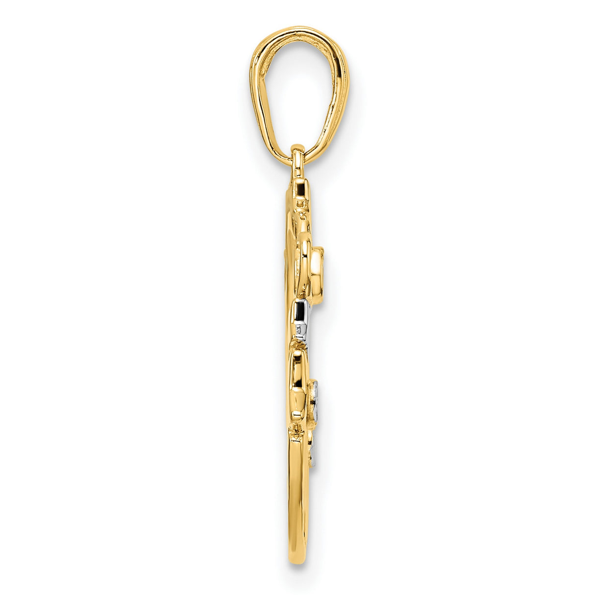 14k Multi-Tone Gold Crescent Moon Pendant with Star and Heart Accents, Celestial Style for Women