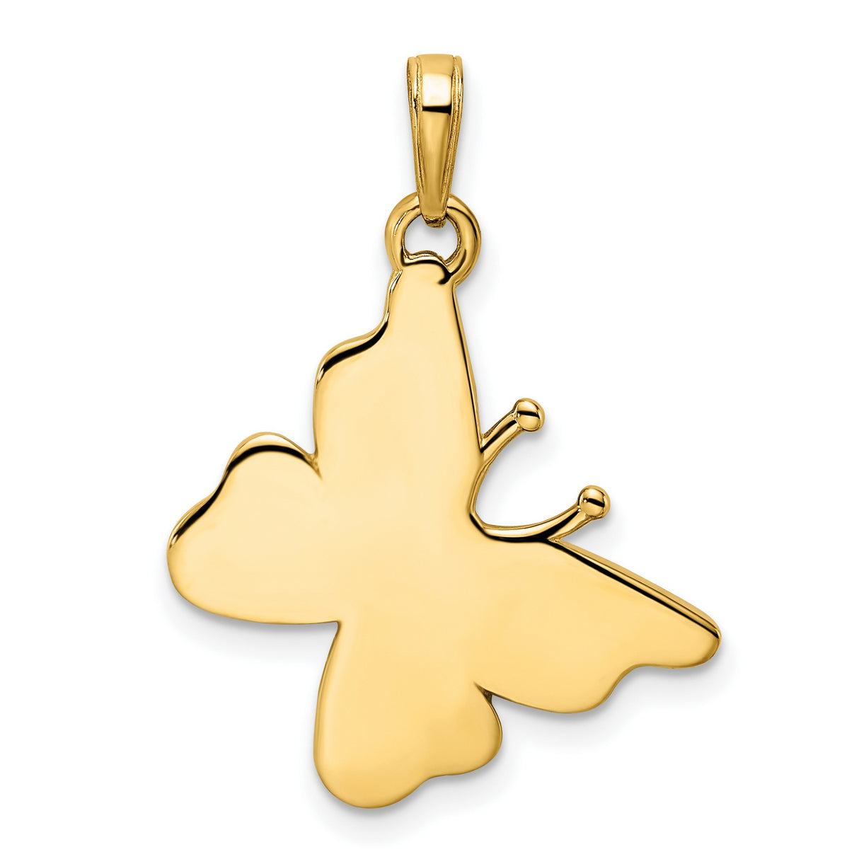 14k Two-Tone Gold Butterfly Pendant, Diamond-Cut Textured Design, Nature-Inspired Jewelry for Women