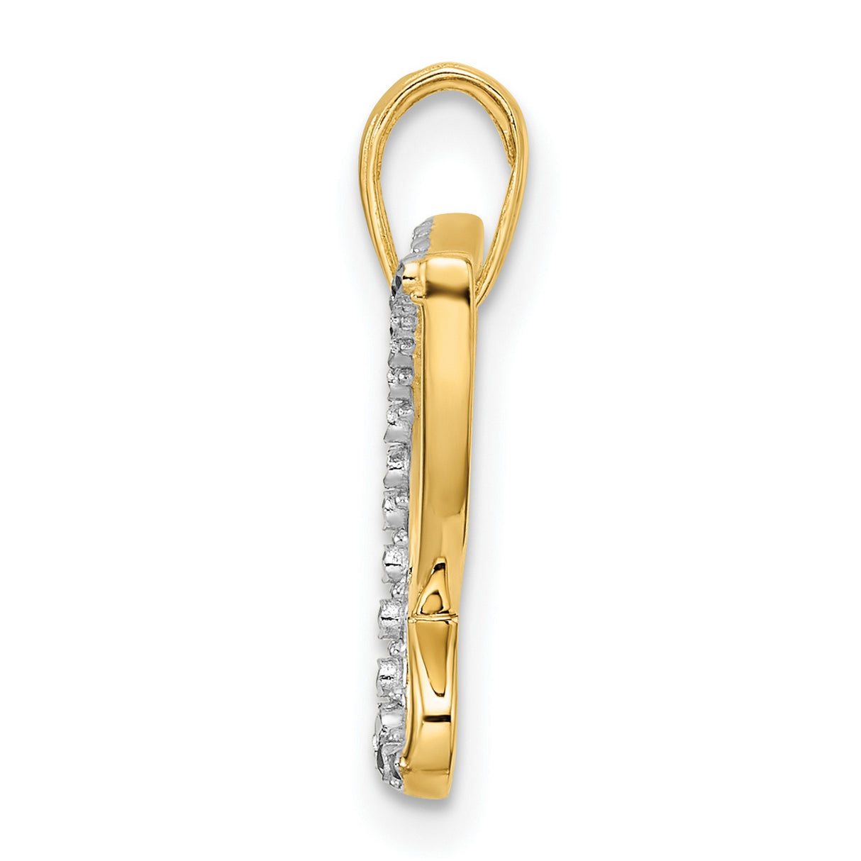 14k Yellow Gold Butterfly Pendant with Rhodium Detailing, Two-Tone Open Design for Women