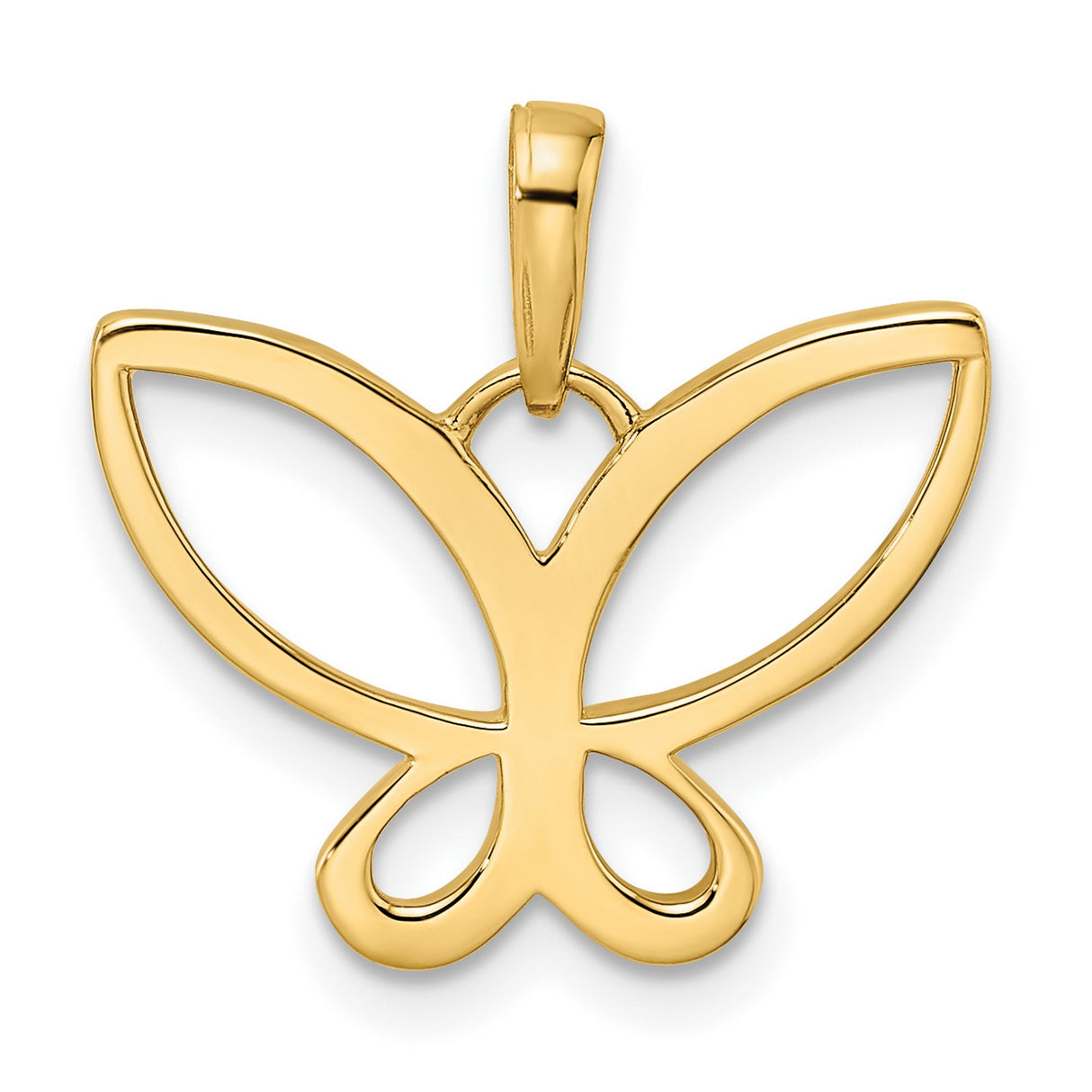 14k Yellow Gold Butterfly Pendant with Rhodium Detailing, Two-Tone Open Design for Women