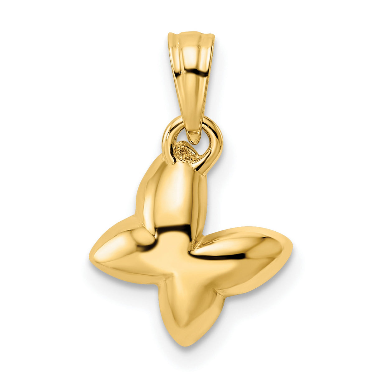 14k Multi-Tone Gold Butterfly Pendant with Rhodium Accent and Diamond-Cut Wings